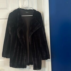 Women’s Yanak Black Faux Fur Striped Jacket Size XL